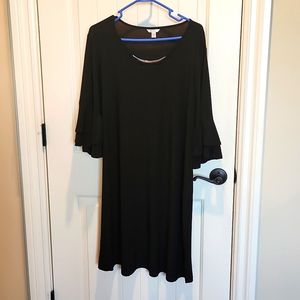 Black Dress with Ruffled Sleeves
